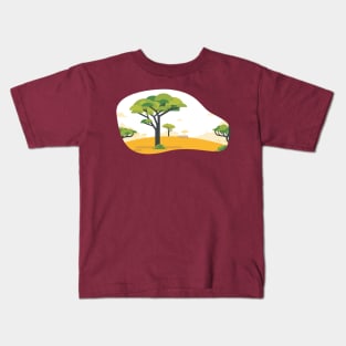 Background Africa Safari Cartoon Inland Savanna Kids T-Shirt